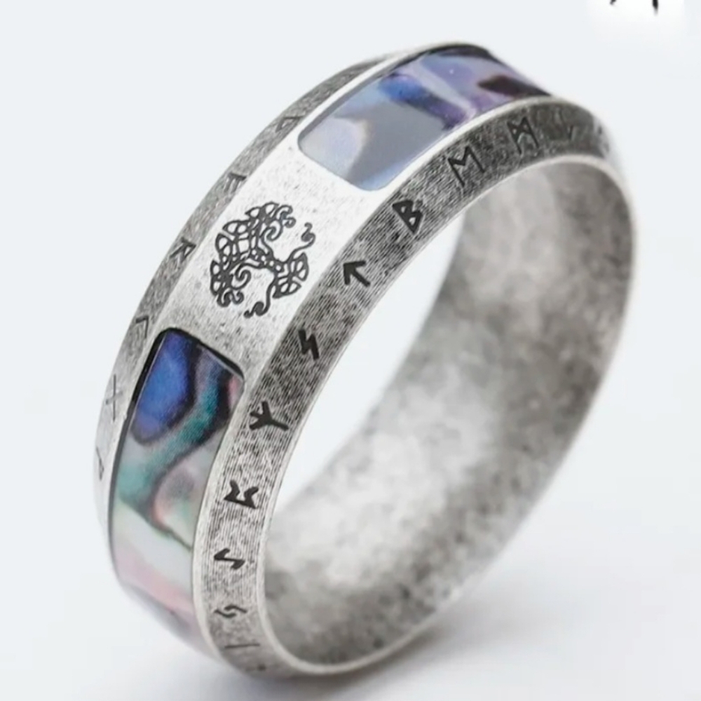 🎆Stainless Steel Viking Yggdras Celtic Knot Tree Ring Size 8